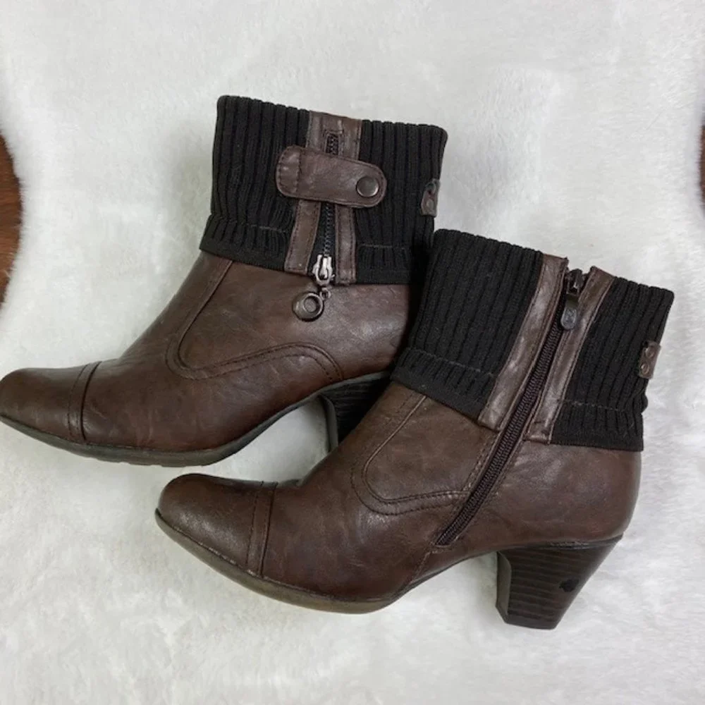Patrizia‎ by Spring Step Brown Zip Heeled Ankle Bootie Size EU 39 US 8.5